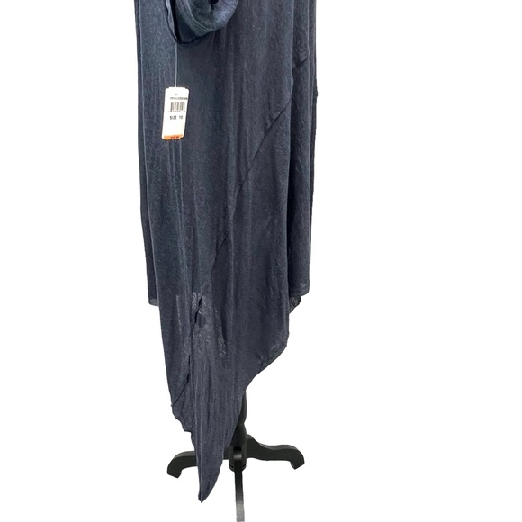 CUT25 BY YIGAL AZROUEL DENIM BLUE SILK/VISCOSE OPEN ASYMMETRICAL CARDIGAN - Picture 9 of 16